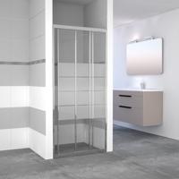 Nisdeur VM Go Avis 90x185cm Schuifdeur 4mm Veiligheidsglas Met Stroken Chroom - thumbnail