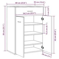 VidaXL Schoenenkast 60x35x84 cm bewerkt hout oud houtkleurig - thumbnail