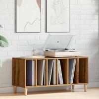 Platenkast 100x38x48 cm bewerkt hout artisanaal eikenkleur - thumbnail