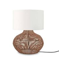 GOOD&MOJO Tafellamp 'Kalahari' Rotan en linnen, 48cm, kleur Naturel/Wit - thumbnail