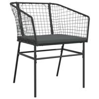 Tuinstoelen 2 st met kussens poly rattan zwart - thumbnail