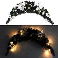 VidaXL Kerstboog met led-lampjes 90 cm pvc zwart - thumbnail
