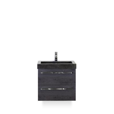 Seville Badmeubelset 60 cm - Black Oak - Wastafel Hardsteen Wit Lucca