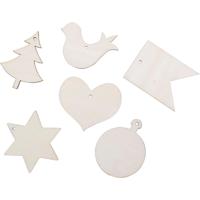 Houten figuren om te decoreren, afm 6x6 cm, 24 stuk/ 1 doos - thumbnail