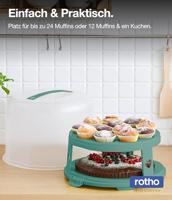 Rotho Fresh Taartdoos XL + Cupcake-Houders 35.5x34.5x26 cm Mistletoe Groen/Transparant - thumbnail