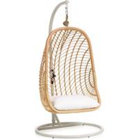 Kave Home Hangstoel 'Ekaterina' Met standaard, Rotan, kleur Naturel/Grijs - thumbnail