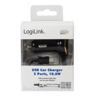 LogiLink PA0147 USB auto-netvoeding met micro-USB-kabel en USB-poort Stroombelasting (max.): 2.1 A - thumbnail