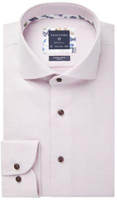 Profuomo Originale Overhemd Roze Cutaway Dobby Bloemen Details Slim Fit
