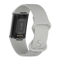By Qubix - Compatible met Fitbit Charge 5 - Fitbit Charge 6 Sportbandje met dubbele lus - Steen grijs - Maat: S - Compatible fitbit bandje - thumbnail