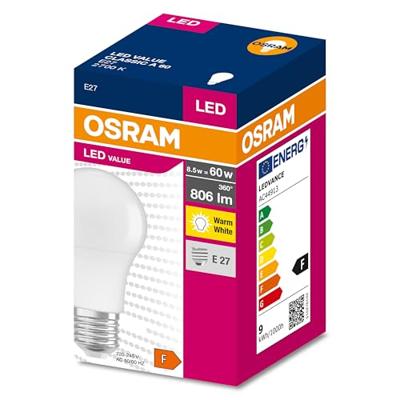 OSRAM HOMELIGHTING 4052899326859 LED-lamp Energielabel F (A - G) E27 Peer 8.5 W = 60 W Warmwit (Ø x l) 60 mm x 113 mm 10 stuk(s)
