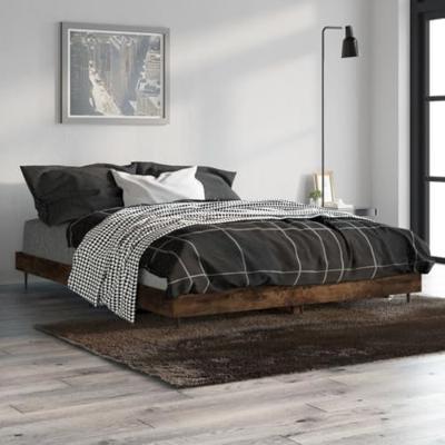 Bedframe bewerkt hout gerookt eikenkleurig 135x190 cm