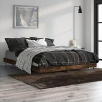 Bedframe bewerkt hout gerookt eikenkleurig 135x190 cm - thumbnail