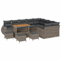 Tuinbankenset 13 pcs Grijs poly rattan - thumbnail