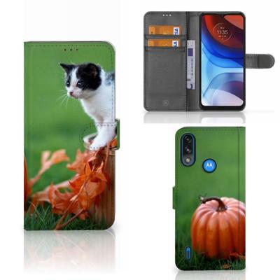 Motorola Moto E7i Power | E7 Power | Telefoonhoesje | Met pasjeshouder | Kitten