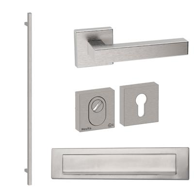 Hardbrass Voordeurset vierkant met Toronto XL-greep 1900mm SKG3 met kerntrekbeveiliging - RVS