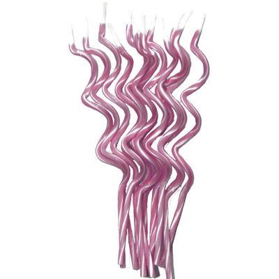 Spaghetti Kaarsjes Roze/Wit - 12 Stuks