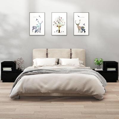 Nachtkastjes 2 st 60x34x51 cm massief grenenhout zwart Nachtkastjes 2 st 60x34x51 cm massief grenenhout zwart