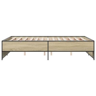 Bedframe bewerkt hout metaal sonoma eikenkleurig 135x190 cm