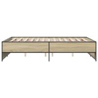Bedframe bewerkt hout metaal sonoma eikenkleurig 135x190 cm - thumbnail