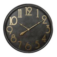 Wandklok metaal zwart/goud dia80,5x10,5 cm. - thumbnail