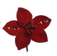 Poinsettia fluweel rood 10 cm - thumbnail