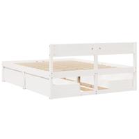 Bedframe zonder matras massief grenenhout wit 180x200 cm - thumbnail