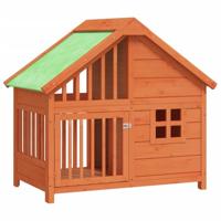 VidaXL Hondenhok 96x60,5x87 cm massief grenenhout bruin - thumbnail