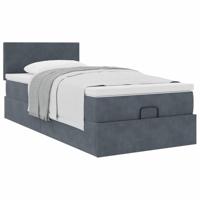 Ottoman bed met matras 100x200 cm fluweel donkergrijs - thumbnail