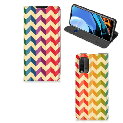 Xiaomi Poco M3 | Redmi 9T | Hoesje met Magneet | Zigzag Multi Color