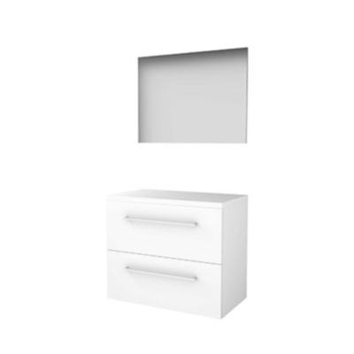 Basic-Line Basic 46 Badkamermeubelset - 80 x 46 cm - Met Grepen - 2 Lades - Wastafelblad - Spiegel - Ice White