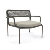 Kave Home - Cailin fauteuil in groen koord met gegalvaniseerde stalen - thumbnail