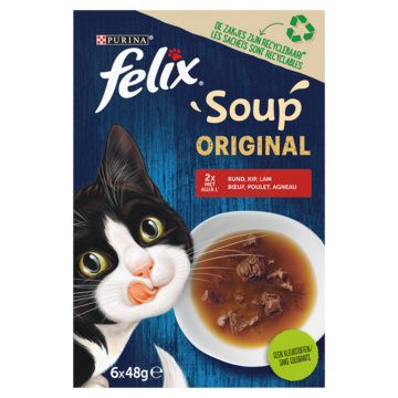 Felix Soup Original rund, kip & lam 6 x 48g