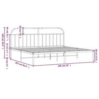 Bedframe met hoofdbord metaal wit 193x203 cm - thumbnail