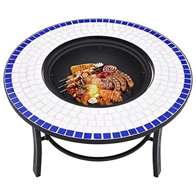 VidaXL Vuurschaal mozaïek 68 cm keramiek blauw en wit