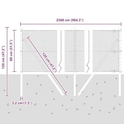 VidaXL Afrasteringspaal grijs 25 x 0,8 m (13 mm gaas) staal en pvc