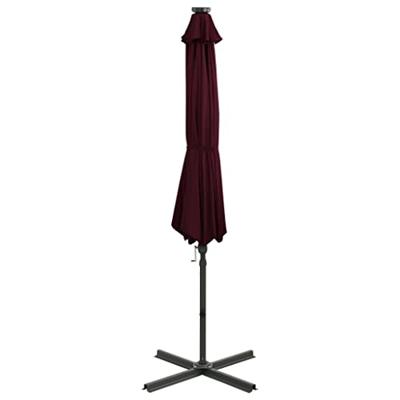VidaXL Zweefparasol met paal en led-verlichting 300 cm bordeauxrood
