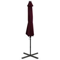 VidaXL Zweefparasol met paal en led-verlichting 300 cm bordeauxrood - thumbnail
