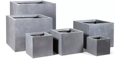 Mega Collections Plantenbak Kubus Clayfibre - L60 x B60 x H60 cm - Grijs