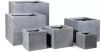 Mega Collections Plantenbak Kubus Clayfibre - L60 x B60 x H60 cm - Grijs - thumbnail
