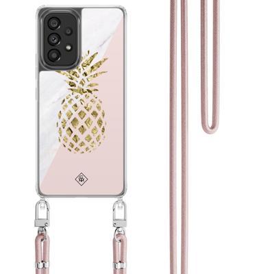 Samsung Galaxy A53 hoesje met rosegoud koord - Ananas
