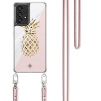 Samsung Galaxy A53 hoesje met rosegoud koord - Ananas - thumbnail