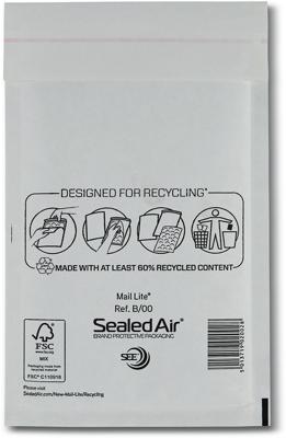 Mail Lite luchtkussenenveloppen, wit, B/00, 120 x 210 mm, doos van 200 stuks