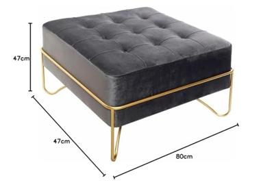 Kruk DKD Home Decor Schuim Grijs Gouden Metaal Polyester Fluweel Hout MDF (80 x 80 x 47 cm) Kruk DKD Home Decor Schuim Grijs Gouden Metaal Polyester Fluweel Hout MDF (80 x 80 x 47 cm)