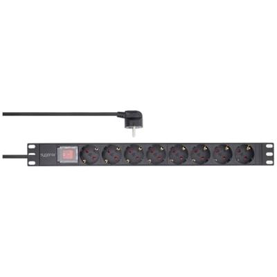 Sygonix SY-5799002 Stekkerdoos 19 inch 8-voudig Zwart Randaarde stekker 1 stuk(s)