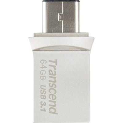 Transcend JetFlash® 890 USB-stick smartphone/tablet Zilver 64 GB USB-A 3.2 Gen 2, USB-C Transcend JetFlash® 890 USB-stick smartphone/tablet Zilver 64 GB USB-A 3.2 Gen 2, USB-C