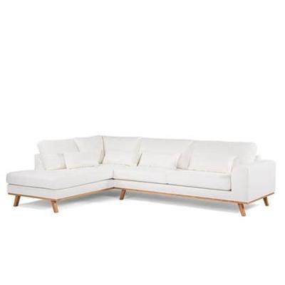 Giga Meubel - Hoekbank Stof - Naturel|Wit - 3-Zits Links - Abriamo