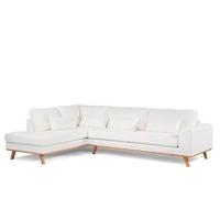 Giga Meubel - Hoekbank Stof - Naturel|Wit - 3-Zits Links - Abriamo - thumbnail
