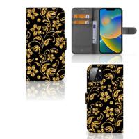 iPhone 14 Plus Hoesje Gouden Bloemen - thumbnail