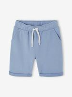 Jongensbermuda van molton chambrayblauw - thumbnail