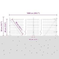 VidaXL Hek met paal grijs 0,4 x 10 m staal en pvc - thumbnail